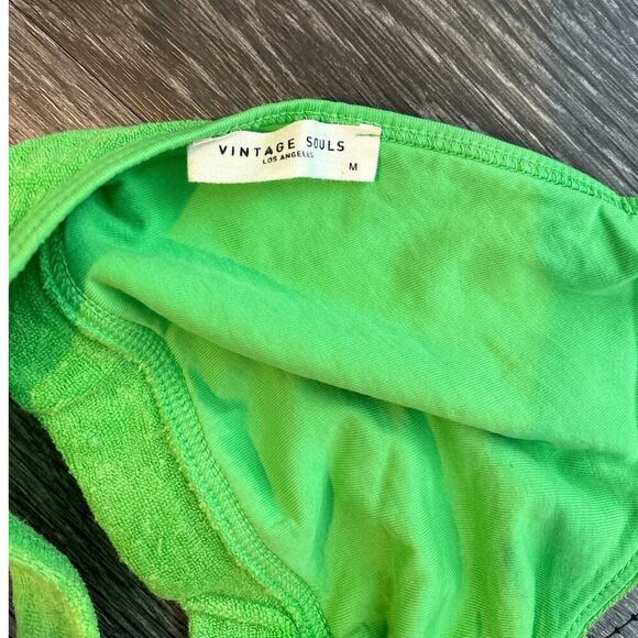 NWT Vintage Souls Resort Bra Crop Top Size Medium In Electric Green - Picture 3 of 5